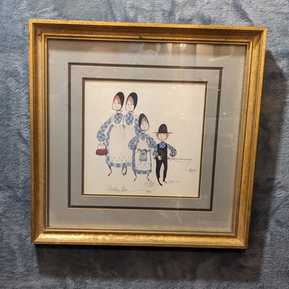 P. Buckley Moss Signed Limited Edition Folk Art Lithograph 689/1000 Framed 1982